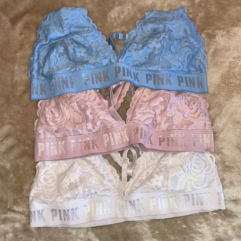 PINK Pastel Colored Bralette Set of 3